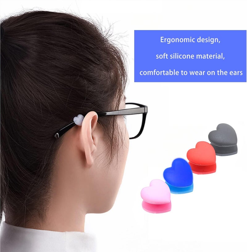 KECHIO Eyeglasses Ear Grip Heart-Shaped Silicone Retainers Soft Ear Hooks Anti-Slip Holder Eyeglasses Stopper - Image 4